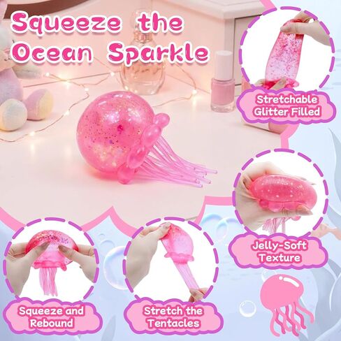 Jellyfish Squishy Squeeze Toys for Boys Girls, Ultra Soft Sensory Fidget Toys for Kids Adults, Slow Rise Stress Balls Stress Relief for Autism, Office Desk Toys Party Favors Birthday Gifts (Pink) in Saudi Arabia