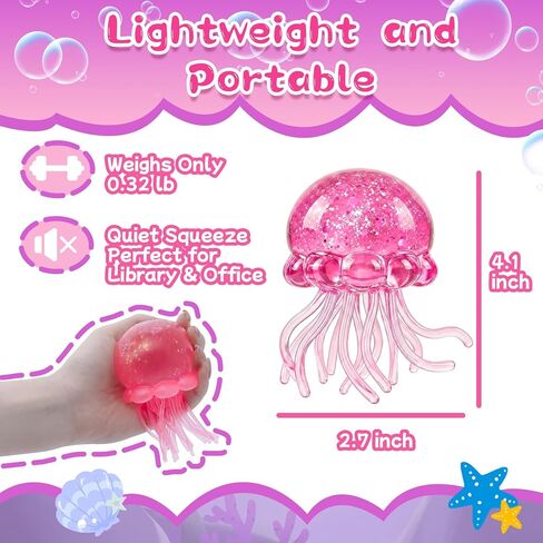 Jellyfish Squishy Squeeze Toys for Boys Girls, Ultra Soft Sensory Fidget Toys for Kids Adults, Slow Rise Stress Balls Stress Relief for Autism, Office Desk Toys Party Favors Birthday Gifts (Pink) in Saudi Arabia