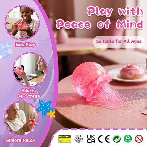Jellyfish Squishy Squeeze Toys for Boys Girls, Ultra Soft Sensory Fidget Toys for Kids Adults, Slow Rise Stress Balls Stress Relief for Autism, Office Desk Toys Party Favors Birthday Gifts (Pink) in Saudi Arabia