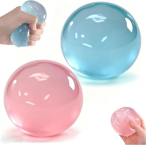 Coconut Oil Squishy Stress Ball, Sensory Squeeze Toy for Stress Relief, Slow Rising Stress Relief Squeeze Toy, Stretchy Desk Toy, Blue and Pink in Kuwait
