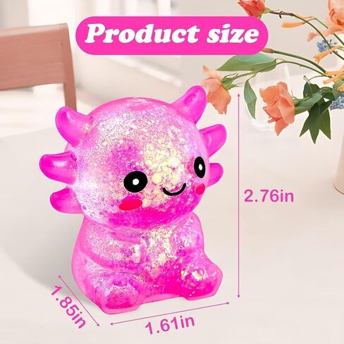 2 Pcs Axolotl Squishy Stress Ball, Malt Sugar Slow Rising Squeeze Toy, Cute Fidget Stress Relief Toys for Birthday Party Gift Christmas (Pink) in Kuwait