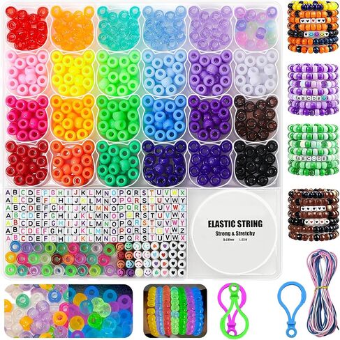 YMSDZHL 1000PCS Bracelet Making Kit, Friendship Jewelry Necklace Bracelet kit 24 Colors 9mm Pony Beads for Bracelet Making Beads, Letter Bead for Jewelry Making, DIY Crafts Gifts for Girls Adults in Saudi Arabia