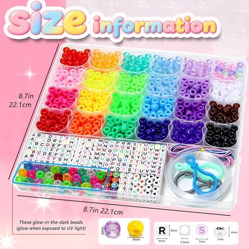 YMSDZHL 1000PCS Bracelet Making Kit, Friendship Jewelry Necklace Bracelet kit 24 Colors 9mm Pony Beads for Bracelet Making Beads, Letter Bead for Jewelry Making, DIY Crafts Gifts for Girls Adults in Saudi Arabia