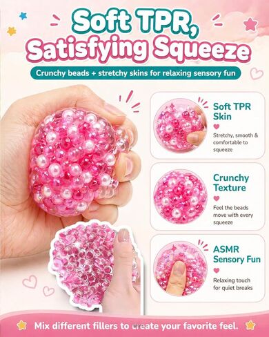 DIY Stress Ball Making Kit 15 TPR Skins,4.2 oz Fillers,1 Vacuum Tool,20 Cable Tie for Create ASMR Anxiety Relief Toys Crunchy Relaxing (15pcs) in Saudi Arabia