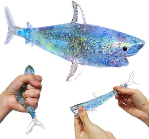 2 Pack Squishy Shark Stress Sugar Balls for Kids and Adults, Kawaii Animals Squeeze Squishy Toys, Glitter Shark Sugar Ball Stress Toys for Party Favors, Easter Basket Stuffers (Blue & Purple) in Saudi Arabia