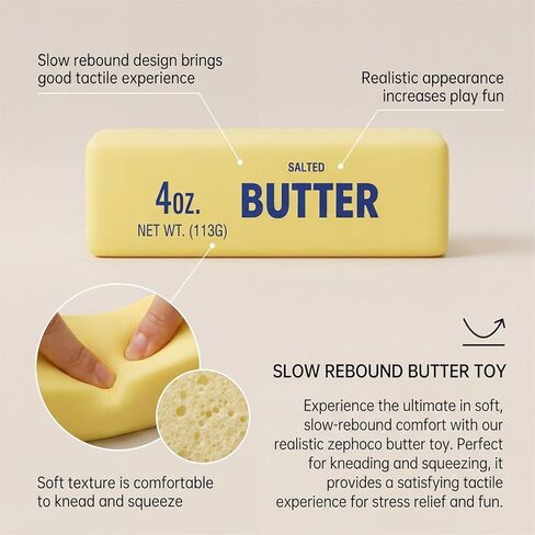 Slow Rebound Butter Squishy Stress Balls 2Pcs, Realistic Soft Stick Squeeze Toys for Adults, Upgrade Wet Slow Rising Fidget Pack, Calming Sensory Relief Set in Kuwait