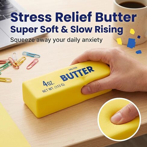 Slow Rebound Butter Squishy Stress Balls 2Pcs, Realistic Soft Stick Squeeze Toys for Adults, Upgrade Wet Slow Rising Fidget Pack, Calming Sensory Relief Set in Kuwait