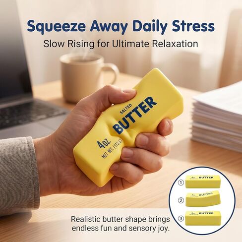 Slow Rebound Butter Squishy Stress Balls 2Pcs, Realistic Soft Stick Squeeze Toys for Adults, Upgrade Wet Slow Rising Fidget Pack, Calming Sensory Relief Set in Kuwait