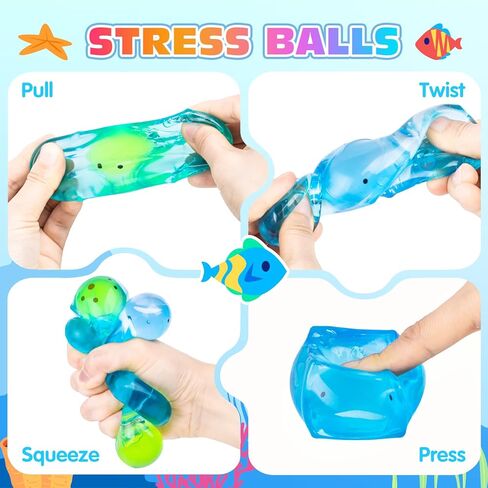 VISCOO Stress Cube -Glow in The Dark Sea Animal Inside Squishy Fidget Toys, Nice Ice Cube Squishy for Anxiety Relief, Squeeze Toys for Kids,Stress Balls for Adults,Sensory Toys for Party Favors in Saudi Arabia
