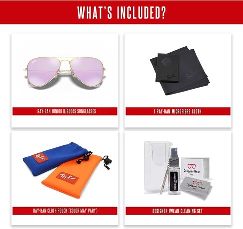 نظارات راي بان جونيور للأطفال Aviator RJ9506S Aviator للأطفال الصغار + حزمة مع مجموعة نظارات iWear المصممة in Saudi Arabia