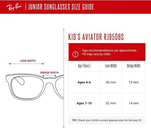 نظارات راي بان جونيور للأطفال Aviator RJ9506S Aviator للأطفال الصغار + حزمة مع مجموعة نظارات iWear المصممة in Saudi Arabia