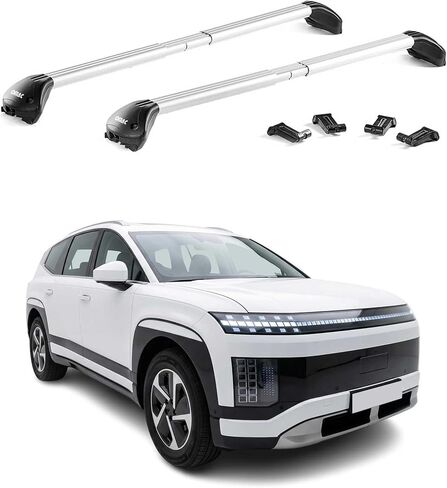 OMAC Roof Rack Cross Bars TÜV Certified for Hyundai Ioniq 9 2025-2026 – Lockable (4 Locks) – Max Load 220 lb / 100 kg – Durable Mounting Silver in Kuwait