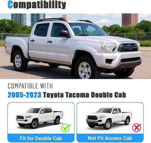 HECASA Roof Rack Cross Bars Compatible with 2005-2023 Toyota Tacoma Double Cab Replacement for PT278-35170 Top Rail Crossbars Luggage Carrier Black Powder Coated Aluminum in Kuwait