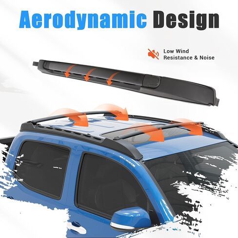 HECASA Roof Rack Cross Bars Compatible with 2005-2023 Toyota Tacoma Double Cab Replacement for PT278-35170 Top Rail Crossbars Luggage Carrier Black Powder Coated Aluminum in Kuwait