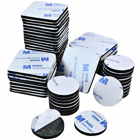Double Sided Foam Tape,Heavy Duty Mounting Tape,56Pcs 3mm Thickness Self-Adhesive Tape,Super-Sticky Black Strong Pads Include Square Round,Waterproof for Walls Door Wood Metals Glass Papers (Black) in Saudi Arabia