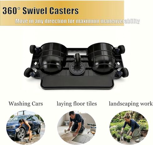 Rolling Knee Creeper with 5 Swivel Castors and Tool Tray Rolling Knee Pads for Home Workshop, Auto Shop, Garden, Flooring, Black in Kuwait