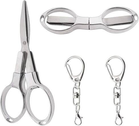 Mini Folding Scissors with Keychain, Lightweight Stainless Steel Portable Mini Travel Scissors Foldable Pocket Badge in Saudi Arabia