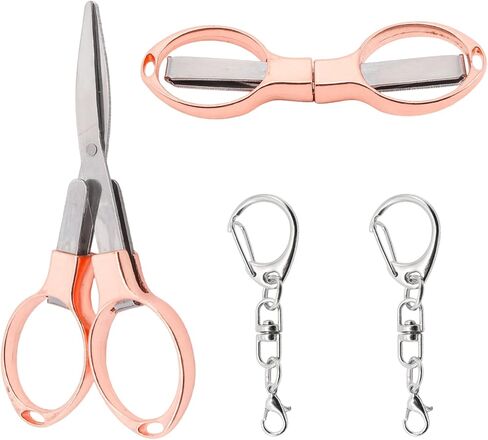 Mini Folding Scissors with Keychain, Lightweight Stainless Steel Portable Mini Travel Scissors Foldable Pocket Badge in Saudi Arabia