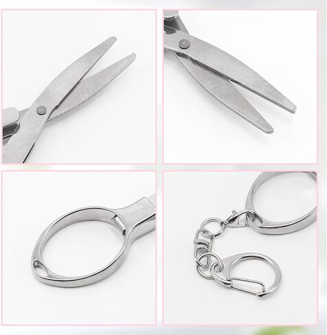 Mini Folding Scissors with Keychain, Lightweight Stainless Steel Portable Mini Travel Scissors Foldable Pocket Badge in Saudi Arabia