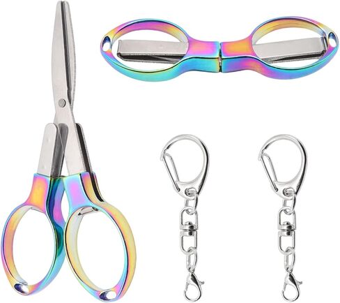 Mini Folding Scissors with Keychain, Lightweight Stainless Steel Portable Mini Travel Scissors Foldable Pocket Badge in Saudi Arabia