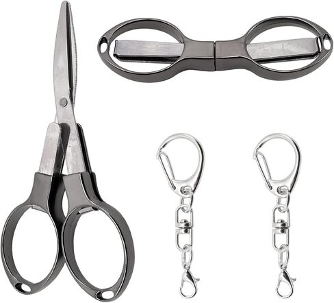Mini Folding Scissors with Keychain, Lightweight Stainless Steel Portable Mini Travel Scissors Foldable Pocket Badge in Saudi Arabia