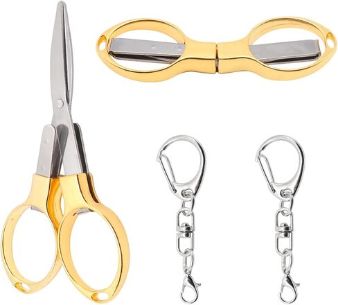 Mini Folding Scissors with Keychain, Lightweight Stainless Steel Portable Mini Travel Scissors Foldable Pocket Badge in Saudi Arabia