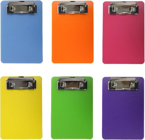 6 Pack 4×6inch Plastic Mini Clipboards, Colorful Small Clip Boards A6 Letter Size Clipboard, Pocket Memo Size Clipboards for Classroom Restaurants Office in Saudi Arabia