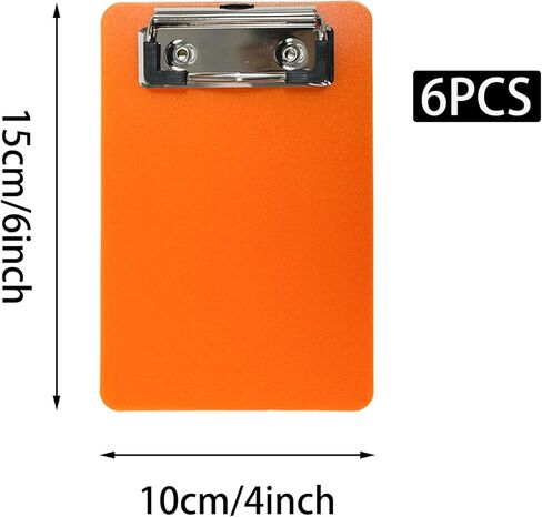 6 Pack 4×6inch Plastic Mini Clipboards, Colorful Small Clip Boards A6 Letter Size Clipboard, Pocket Memo Size Clipboards for Classroom Restaurants Office in Saudi Arabia
