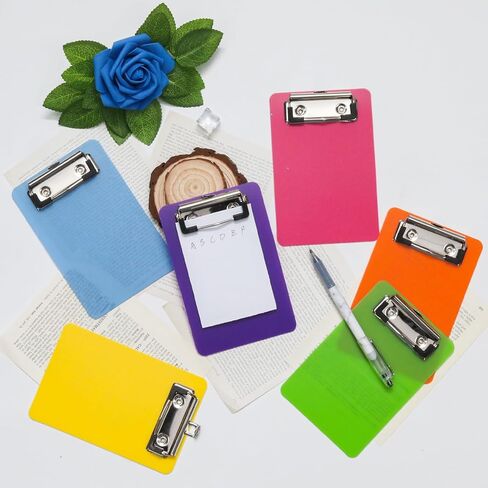 6 Pack 4×6inch Plastic Mini Clipboards, Colorful Small Clip Boards A6 Letter Size Clipboard, Pocket Memo Size Clipboards for Classroom Restaurants Office in Saudi Arabia