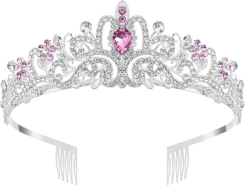 Gold Crown, Crystal Tiaras Rhinestone Headbands for Women Happy Birthday Princess Crown with Combs Elegant Headdress Decorations for Christmas Bridal Wedding Prom Party Costumes Gifts in Saudi Arabia