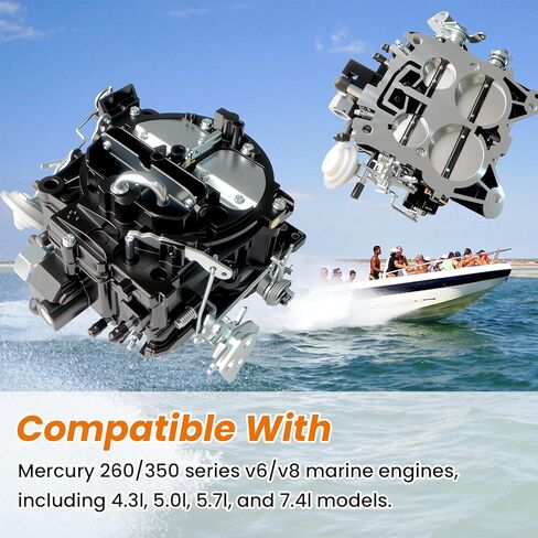 17080561 Marine Carburetor for Mercruiser 260 350 Engine Rochester Quadrajet 4 Barrel Replacement Compatible with MCM 260, Mercury Marine 5.7L V8 in Kuwait