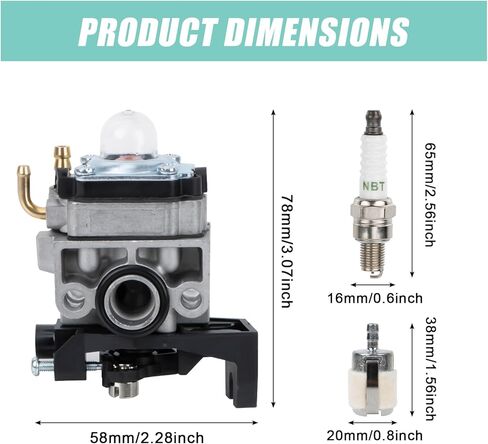 GX35 GX25 Carburetor Kit for Honda GX35 GX25 GX35NT GX25N Engine & HHT25S HHT35 FG110 Trimmer/Tiller - Replaces 16100-Z0Z-034 16100-Z0H-825 - Includes Gasket, Fuel Filter, Air Filter, Spark Plug in Kuwait