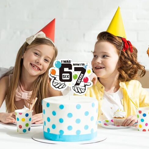 6-7 Birthday Cake Topper, I was 6 Now I'm 7 Funny 6-7 Meme Cake Decoration for Wedding Anniversary Graduation & Birthday Parties in Kuwait