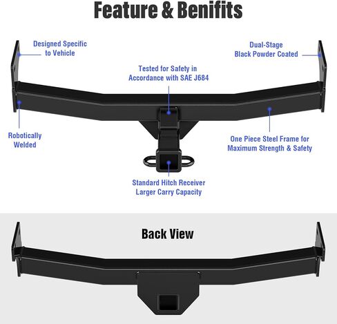 Trailer Hitch, 2 inch Towing Hitch Receiver with Class 3 Hitch Cover Compatible with Jeep Compass 2011-2017 & Compatible with Jeep Patriot 2011-2017 in Kuwait