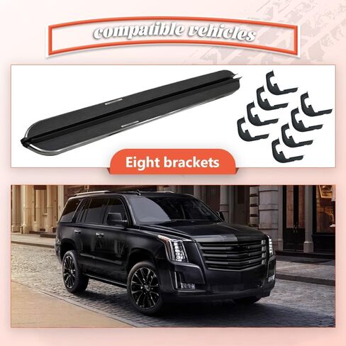 قطعتان تناسب شيفروليه سوبربان جي إم سي يوكون XL كاديلاك إسكاليد ESV 2015-2020 لوحات الجري بخطوات جانبية وخطوات ثابتة قضبان نيرف بطول 86 بوصة مع أقواس (Style1-Stainless Steel) in Kuwait