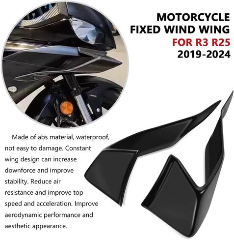 for YZF-R25 YZF-R3 R25 R3 r25 r3 2026 2025 2024 2023-2019 Accessories Wind Wing Side Wing Spoiler Motorcycle Left and Right Front aerodynamic Fairing Wind Wing Double Wind Blade (Blue) in Saudi Arabia