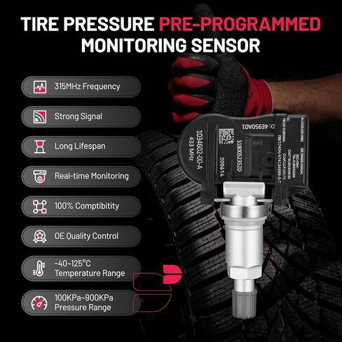 BDFHYK 4 قطع مستشعرات TPMS 433 ميجا هرتز مراقبة ضغط الإطارات المبرمجة متوافقة مع Tesla 2017-2019 Model 3، 2014 Conti Model S، 2016-2019 Model X، 2015-2019 Model S يستبدل # 1034602 in Kuwait