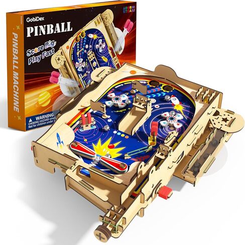 GobiDex DIY Pinball Machine Kit for Kids, Build Your Own Arcade Game, Wooden STEM Toy for Learning, Birthday Gift for Boys and Girls Ages 8+ in Saudi Arabia