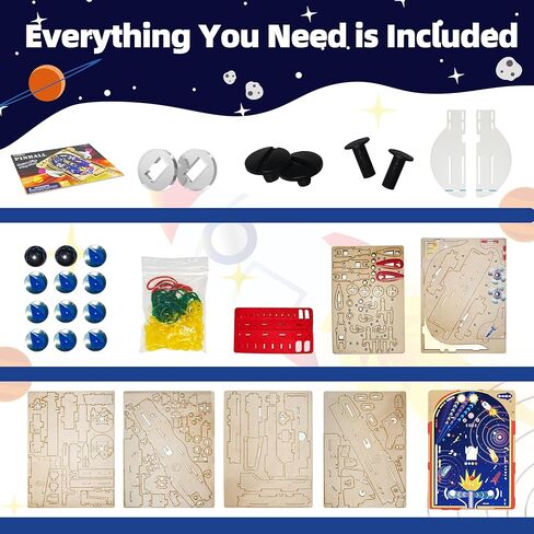 GobiDex DIY Pinball Machine Kit for Kids, Build Your Own Arcade Game, Wooden STEM Toy for Learning, Birthday Gift for Boys and Girls Ages 8+ in Saudi Arabia