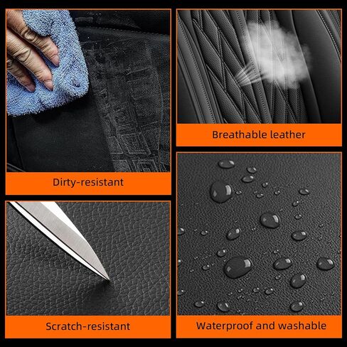 IKABEVEM Custom Fit for Hyundai Elantra Seat Covers 2007-2026 SEL/SE/Limited/SEL Sport, Full Set Seat Cover Premium Ventilated Perforated Leather Design Waterproof Cushion Protectors(5 Seats, Black) in Kuwait