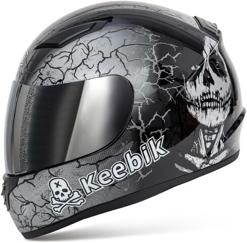 Motorcycle Skull Helmets for Adult Men Women, Full Face Lightweight Street Bike Racing DOT Graffiti Helmet with Extra Clear Visor in Saudi Arabia
