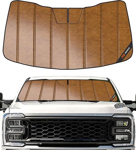 Pigenius Windshield Sun Shade for Ford F-250/F-350/F-450/F-550/F-600 Super Duty 2023-2026, Custom Fit Front Window Sunshade - Leather in Kuwait