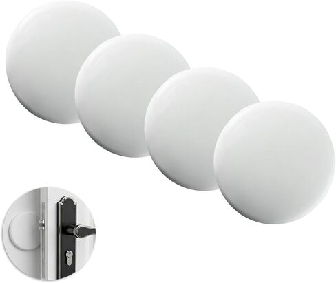 Door Stoppers - 3.15" Round 4PCS Door Knob Wall Protector, Self Adhesive White Wall Protector, Shock Absorbent Quiet Door Knob Stoppers, Prevents Bumpers/Scratches in Saudi Arabia