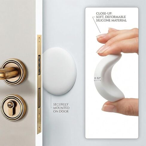Door Stoppers - 3.15" Round 4PCS Door Knob Wall Protector, Self Adhesive White Wall Protector, Shock Absorbent Quiet Door Knob Stoppers, Prevents Bumpers/Scratches in Saudi Arabia