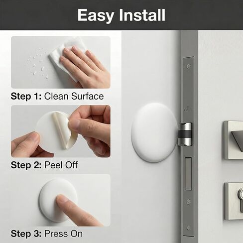Door Stoppers - 3.15" Round 4PCS Door Knob Wall Protector, Self Adhesive White Wall Protector, Shock Absorbent Quiet Door Knob Stoppers, Prevents Bumpers/Scratches in Saudi Arabia