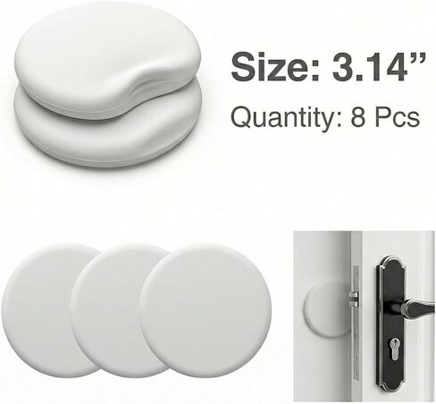 Door Stoppers - 3.15" Round 4PCS Door Knob Wall Protector, Self Adhesive White Wall Protector, Shock Absorbent Quiet Door Knob Stoppers, Prevents Bumpers/Scratches in Saudi Arabia