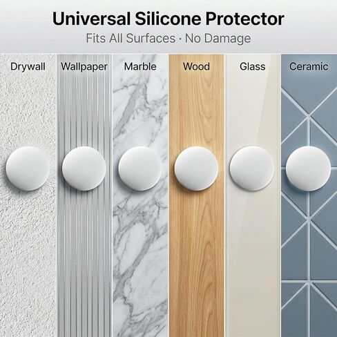 Door Stoppers - 3.15" Round 4PCS Door Knob Wall Protector, Self Adhesive White Wall Protector, Shock Absorbent Quiet Door Knob Stoppers, Prevents Bumpers/Scratches in Saudi Arabia