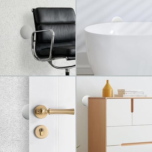 Door Stoppers - 3.15" Round 4PCS Door Knob Wall Protector, Self Adhesive White Wall Protector, Shock Absorbent Quiet Door Knob Stoppers, Prevents Bumpers/Scratches in Saudi Arabia