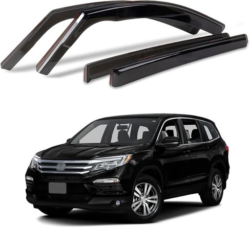 in-Channel Window Visors Compatible with Honda Pilot 2016 2017 2018 2019 2020 2021 2022 Dark Smoke Rain Guards, 4PCS Sun Shields Window Deflector in Saudi Arabia