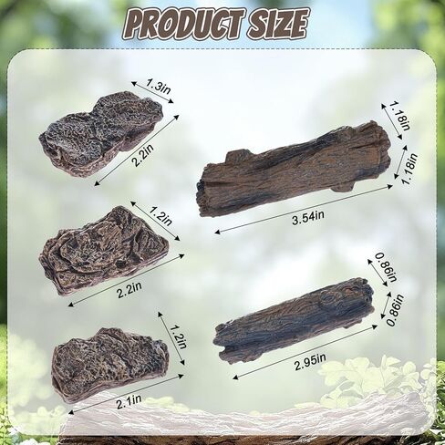 jiebor 5 Pcs Fake Plastic Rocks and Miniature Tree Stumps Set Artificial Stone Diorama Accessories for Train Landscape Sand Table Fairy Garden Aquarium Decor Scenery Material Supplies DIY Crafts in Kuwait